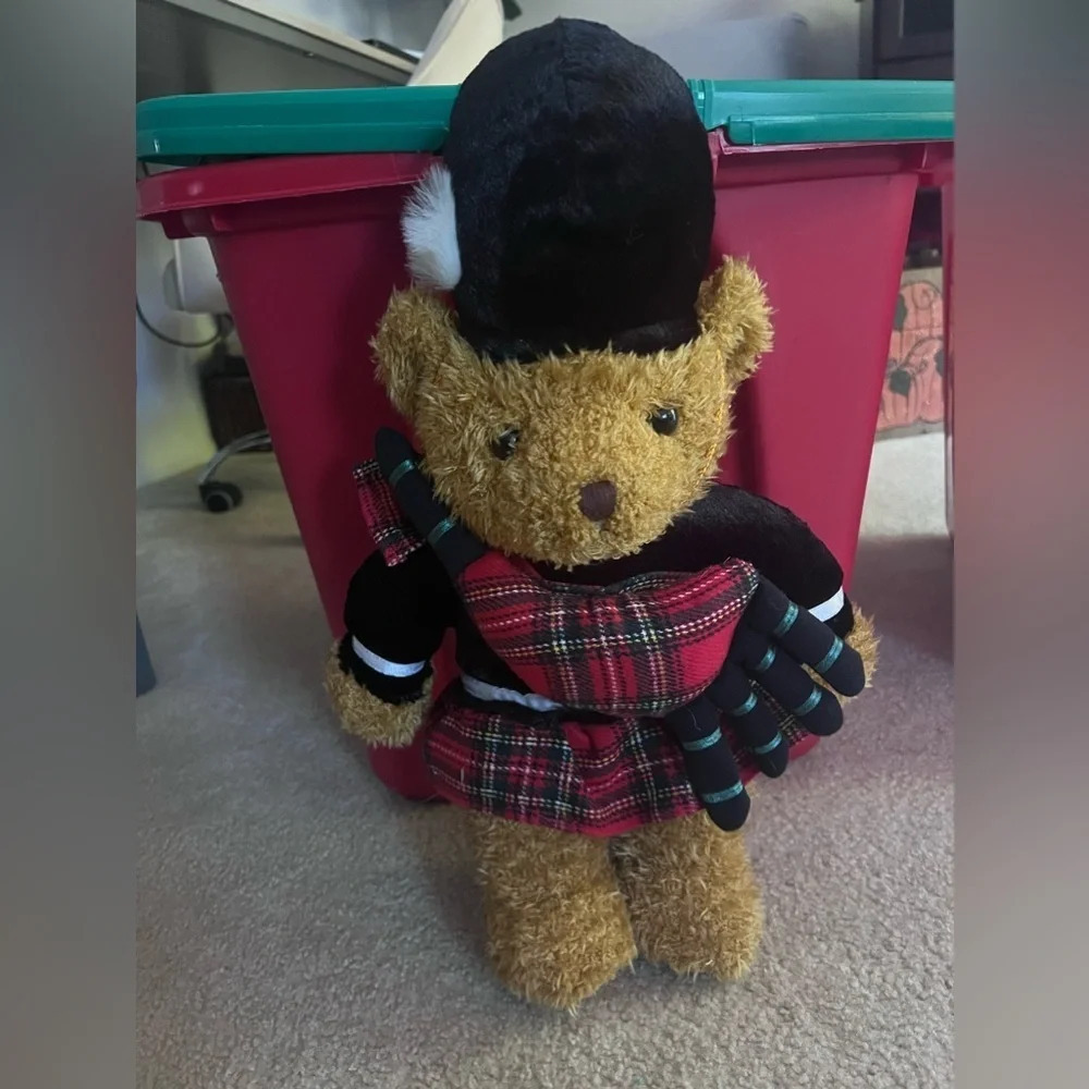 Keel Toys Simply Soft Collection Bears of Scotland Piper Curly Coat Bagpipes 10"